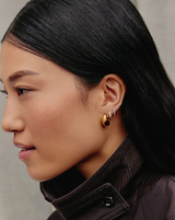 Triple Stone Small Hoop Earrings | 18ct Gold Plated
