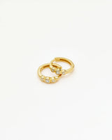 Triple Stone Small Hoop Earrings | 18ct Gold Plated