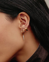 Triple Stone Small Hoop Earrings | 18ct Gold Plated