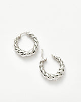 Twisted Tidal Medium Hoop Earrings | Silver Plating on Brass