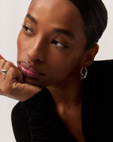 Twisted Tidal Medium Hoop Earrings | Silver Plating on Brass