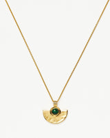 Zenyu Gemstone Fan Pendant Necklace