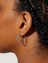 Medium Slim Endless Hoops - Lo Medium Silver