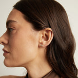 Double Bezel Marquise Lab Grown White Sapphire Stud Earrings