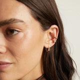 Pear Lab Grown White Sapphire Solitaire Huggie Earrings