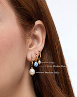 Gold Drop Earrings - Lainey Marble Blue