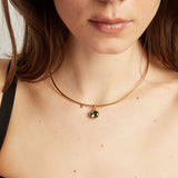 Lab Grown Green Sapphire Oval Pendant Collar Necklace