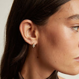 Double Bezel Marquise Lab Grown White Sapphire Huggie Earrings