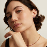 Lab Grown Purple Amethyst Mosaic Stud Earrings