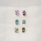 Lab Grown Aquamarine Mosaic Stud Earrings