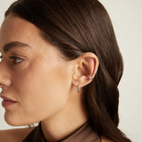 Mini Round Lab Grown White Sapphire Solitaire Ear Cuff