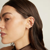 Round Lab Grown White Sapphire Solitaire Huggie Earrings