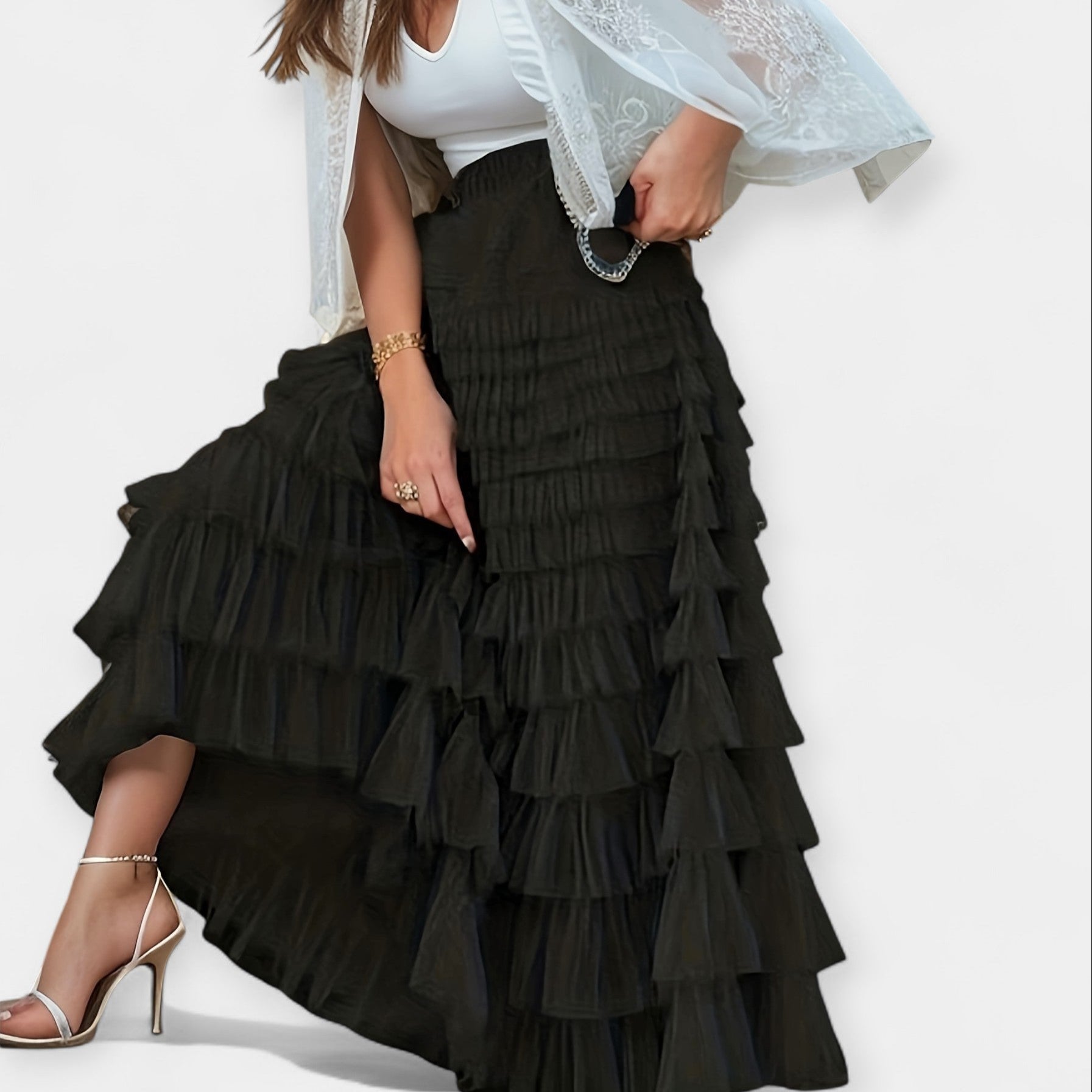 Jupe Élégante à Détail de Tulle