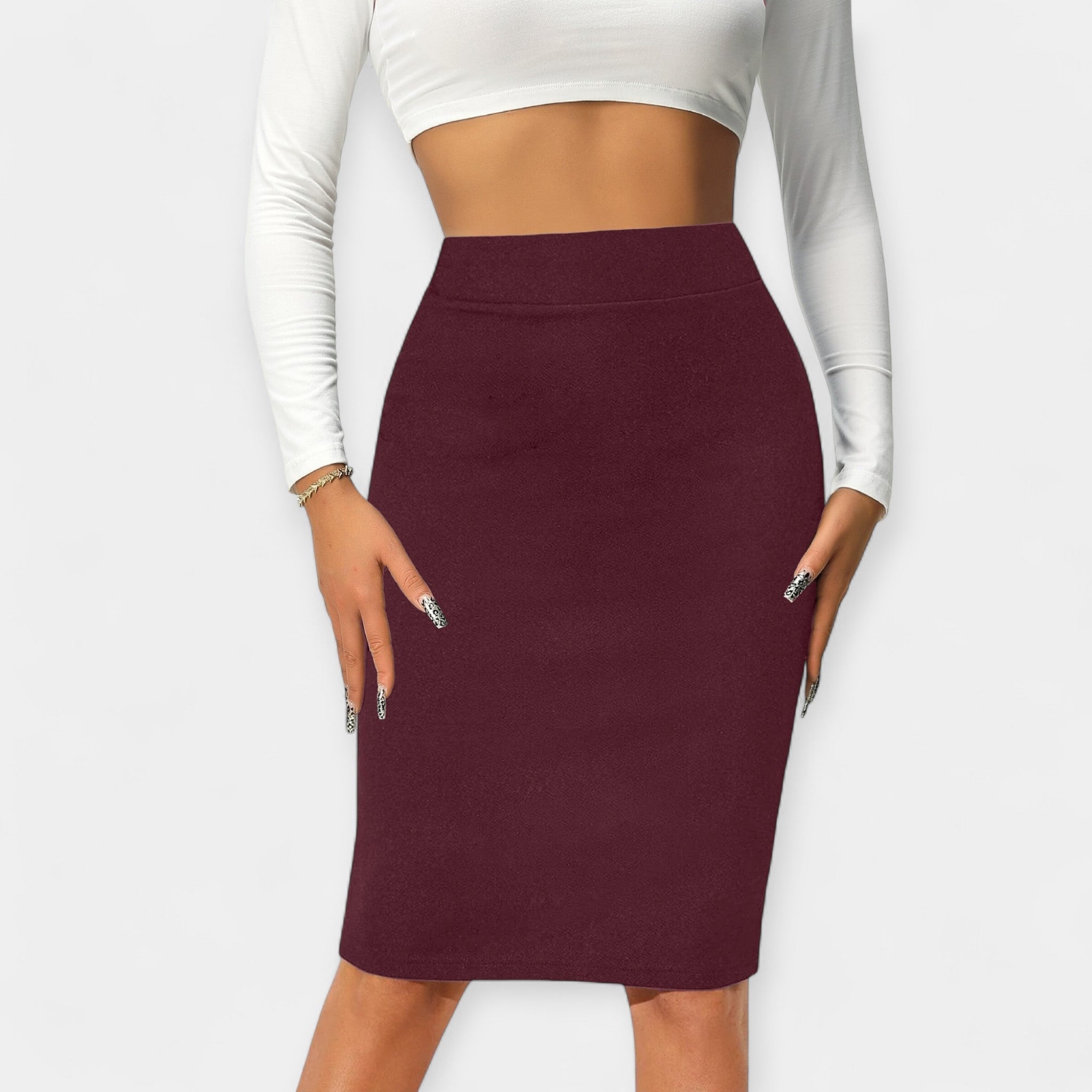 Jupe de Bureau Taille Haute