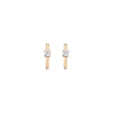 Round Lab Grown White Sapphire Solitaire Huggie Earrings
