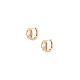 Double Bezel Marquise Lab Grown White Sapphire Huggie Earrings