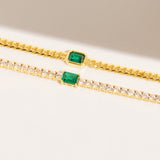 Lab Grown White Sapphire Tennis Necklace with Emerald