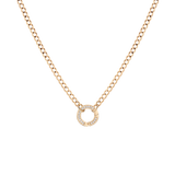 Curb Chain Charm Necklace - White Sapphire Bail