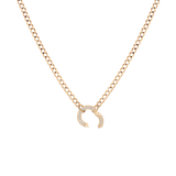 Curb Chain Charm Necklace - White Sapphire Bail