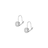 Round Lab Grown White Sapphire Bezel Drop Earrings