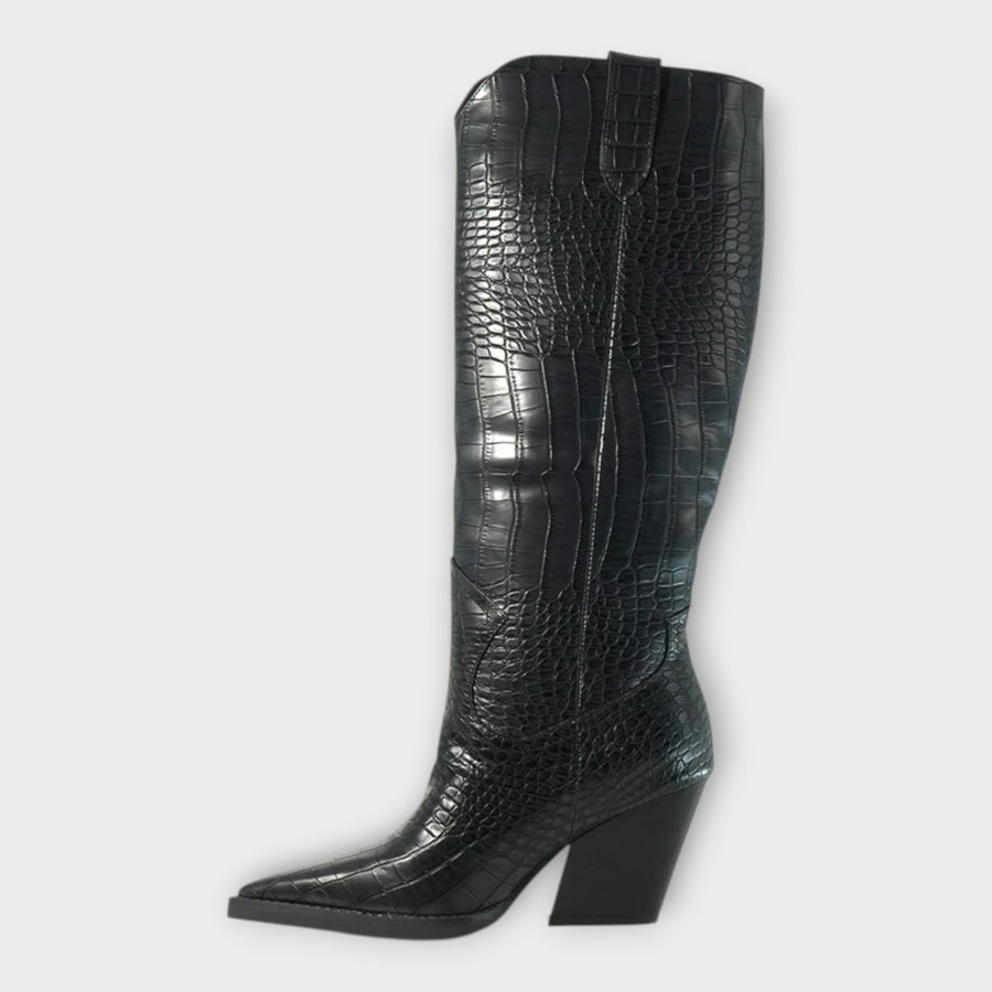Bottes à Motif Croco et Talon Élégant