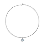 Lab Grown Aquamarine Oval Pendant Collar Necklace