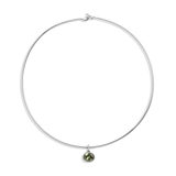 Lab Grown Green Sapphire Oval Pendant Collar Necklace
