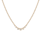 Lab Grown White Sapphire Graduated Georgian Tennis Necklace