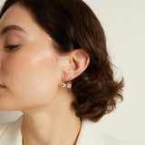 Round Lab Grown White Sapphire Bezel Drop Earrings