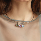 Lab Grown Aquamarine Oval Pendant Collar Necklace