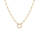 Paperclip Chain Charm Necklace - White Sapphire Bail