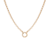 Rolo Chain Charm Necklace - White Sapphire Bail