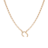 Rolo Chain Charm Necklace - White Sapphire Bail