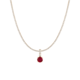 7ct Round Tennis Charm Necklace Set