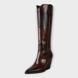 Bottes à Motif Croco et Talon Élégant