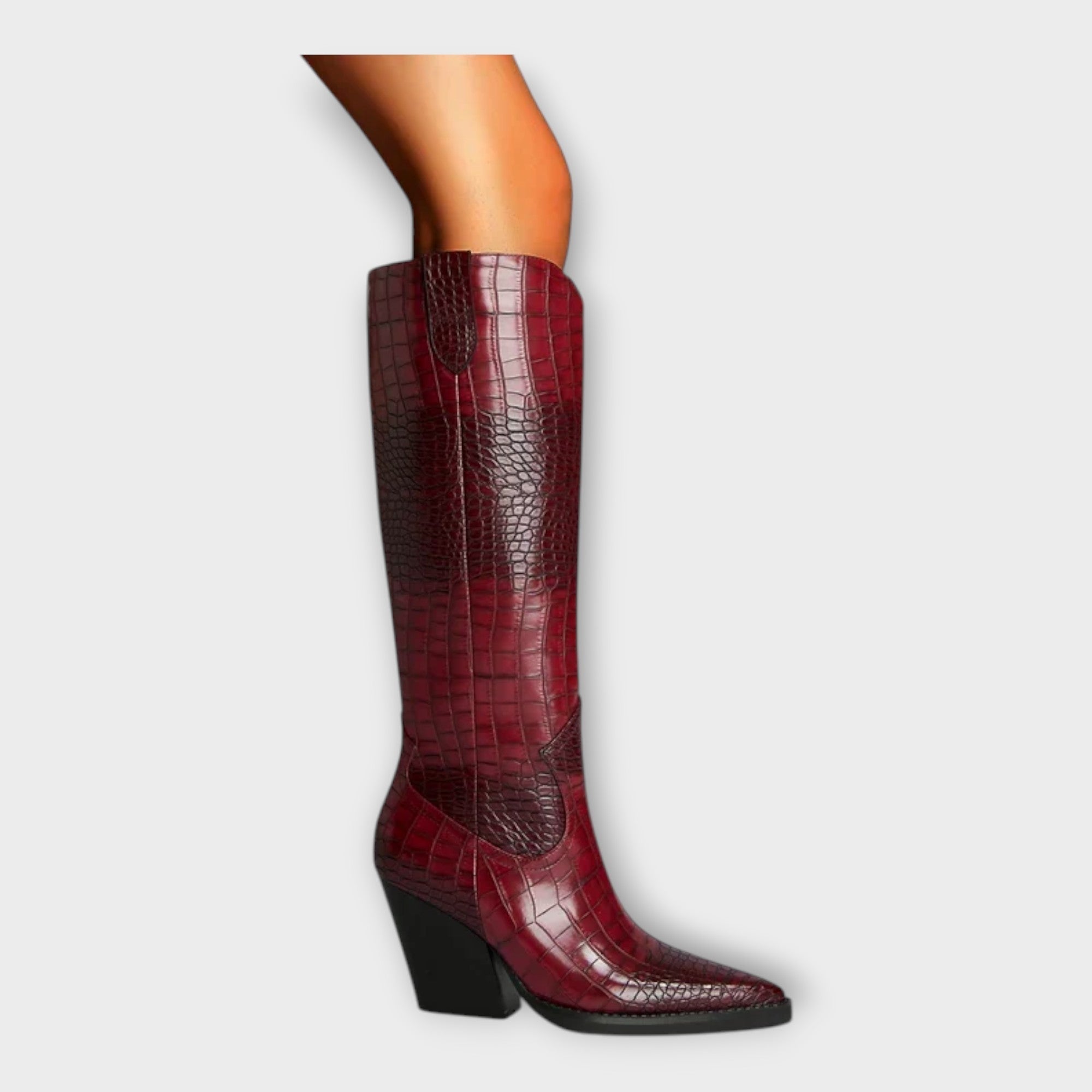 Bottes à Motif Croco et Talon Élégant