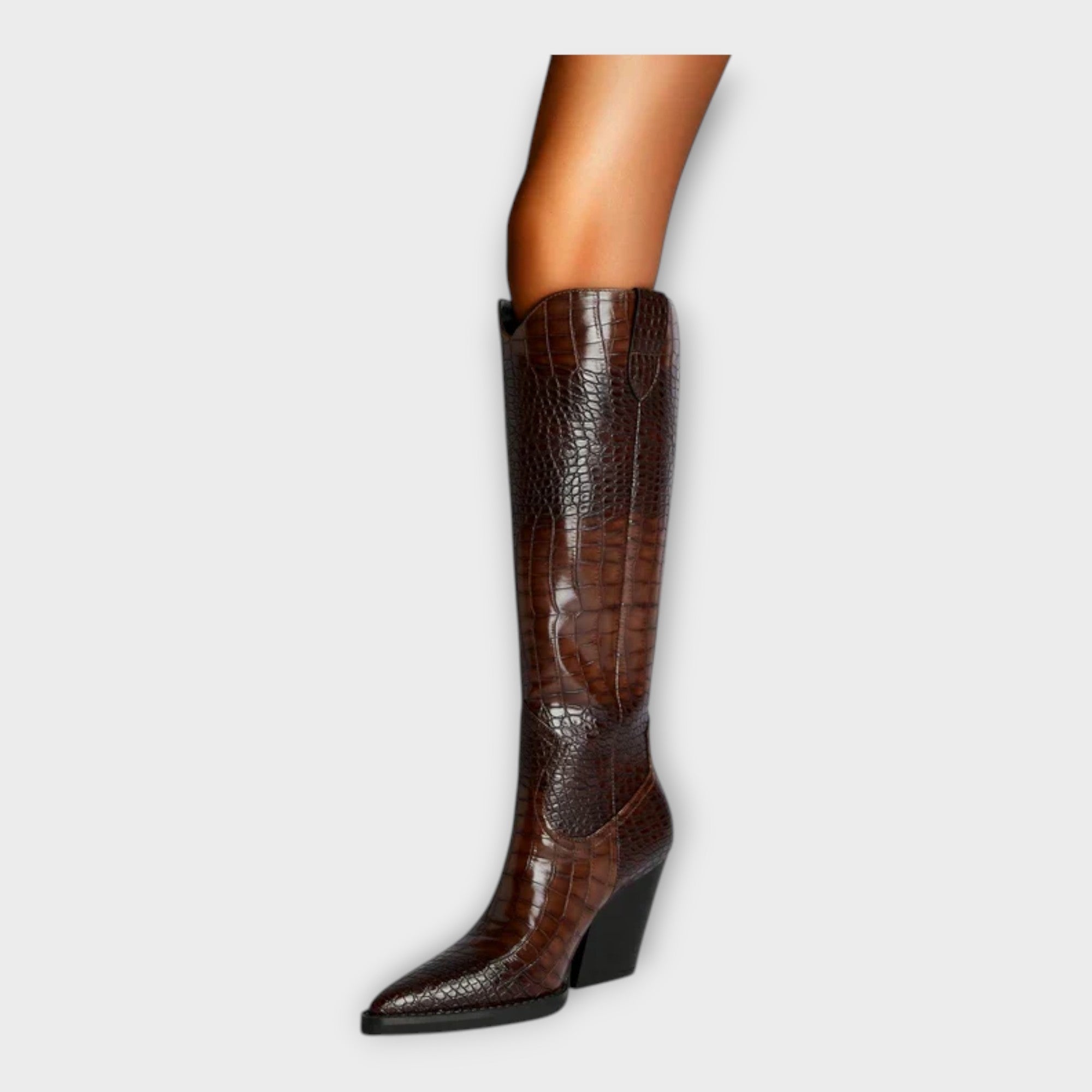 Bottes à Motif Croco et Talon Élégant