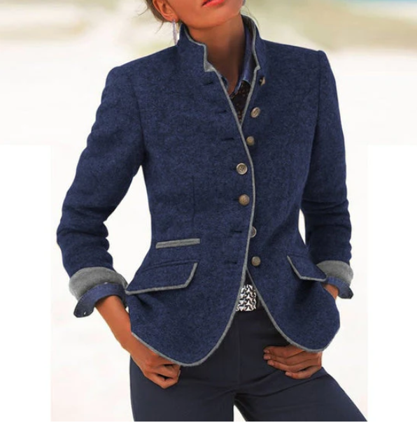 Valéria – Cardigan Élégant à Col Montant
