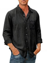 Chemise en Mélange de Denim à Manches Longues