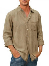 Chemise en Mélange de Denim à Manches Longues