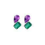 Toi et Moi Gemstone Heirloom Earring - Green Emerald & Amethyst