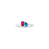 Toi et Moi Gemstone Mini Classic Ring  - Red Ruby & London Blue Topaz
