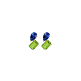 Toi et Moi Gemstone Mini Heirloom Earring  - Green Peridot & Blue Sapphire