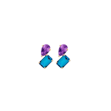 Toi et Moi Gemstone Mini Heirloom Earring  - London Blue Topaz & Purple Amethyst