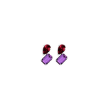 Toi et Moi Gemstone Mini Heirloom Earring - Amethyst & Garnet