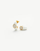 Enamel & Stone Dome Small Hoop Earrings