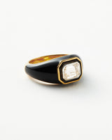 Enamel & Stone Dome Statement Ring | 18ct Gold Vermeil/Black