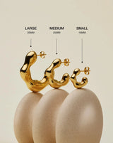 Eny Puffy Medium Hoop Earrings | 18ct Gold Plated