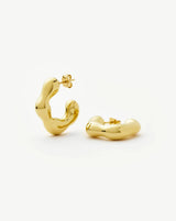 Eny Puffy Medium Hoop Earrings | 18ct Gold Plated