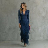Gabriela – Robe Longue à Franges et Décolleté en V